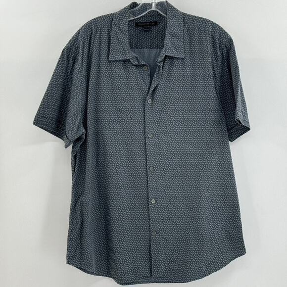 John Varvatos Button Front Shirts Sz L Blue Short Sleeve - Picture 1 of 8